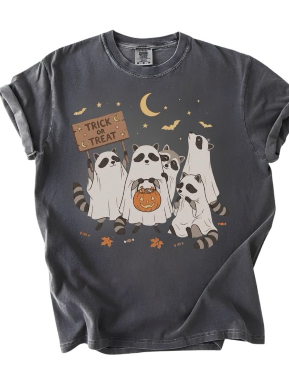 Comfort Colors Pepper Halloween Raccoon Ghost Tee